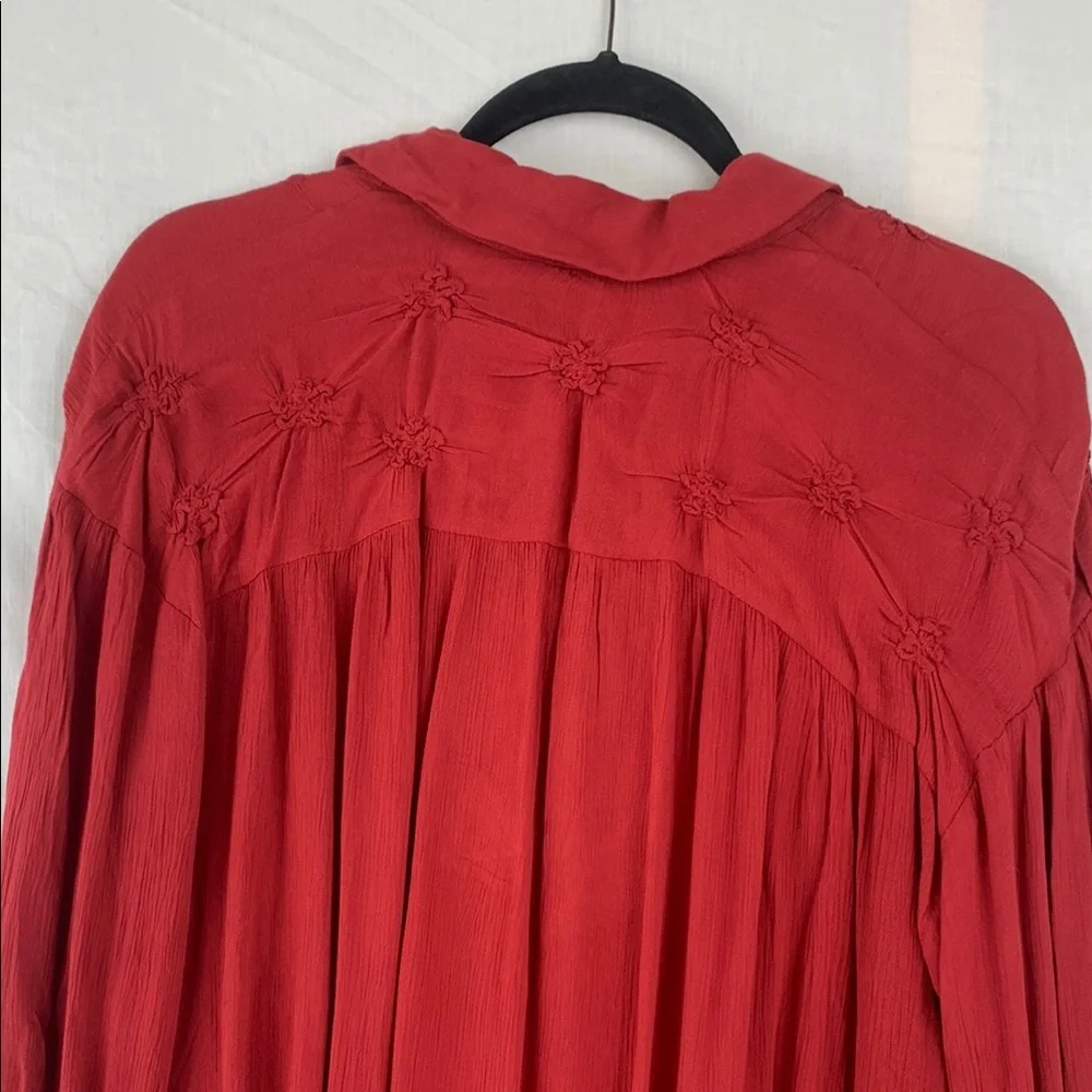 Free People Flowy Raspberry Red Women's Blouse - Picture 6 of 8